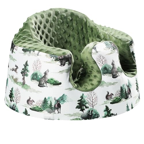 BOMOLOUR Seat Cover Compatible with Bumbo Seat and Nuby Seat, Baby Floor Seat Cover for Boys and Girls, Removable Breathable Seat Cover, New Designed, Anti-Slip, Cover Only, Green Forest
