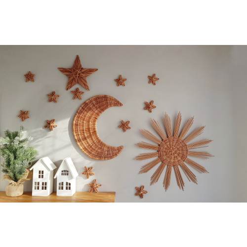 Sun wall hanging, Nursery wall hanging, Nursery wall decor set, Sun and moon wall decor, Boho nursery wall decor, Wall wicker moon decor