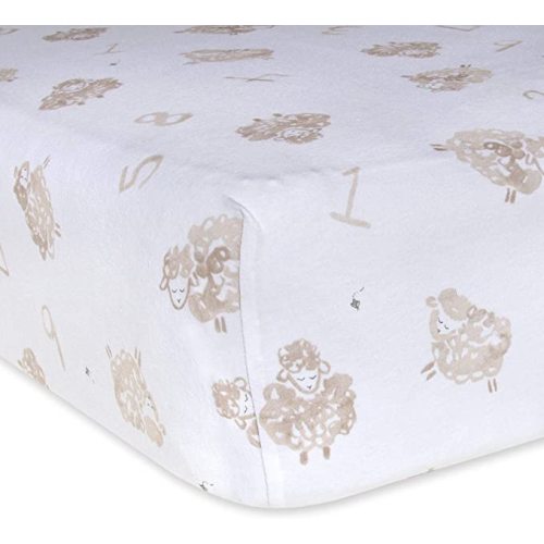 Burts Bees Baby Print Fitted Crib Sheet Organic Cotton BEESNUG - Counting Sheep Animal Prints, Fits Unisex Standard Bed and Toddler Mattress, Infant Essentials, 28 x 52 x 5.5 Inch 1-Pack