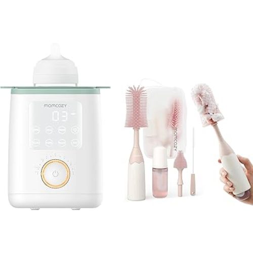Momcozy Nutri Bottle Warmer & Momcozy Bottle Brush Kit Pink