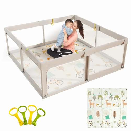 Mloong Baby Playpen with Mat,