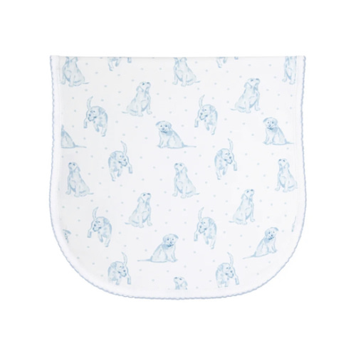 Blue Puppy Love Print Burp Cloth