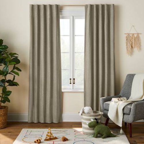 63" Blackout Chambray Cotton Kids' Panel Cream - Pillowfort™: Noise Reduction, Uv Protection, Energy Efficient