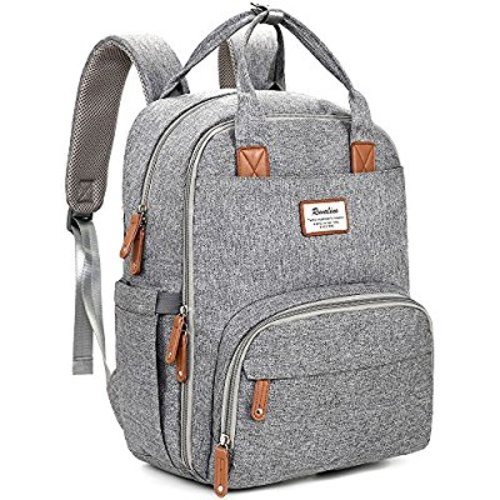 Diaper Bag Backpack, RUVALINO Multifunction Travel Back Pack Maternity Baby Changing Bags, Large Capacity, Waterproof and Stylish, Gray