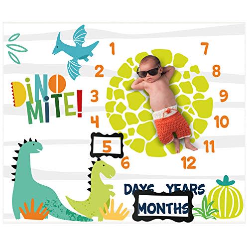 Dinosaur Baby Stuff Month Milestone Blanket for Newborn Photo Taken - Baby Age Blanket
