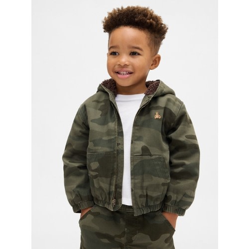 Baby & Toddler Sherpa-Lined Hooded Camo Denim Jacket