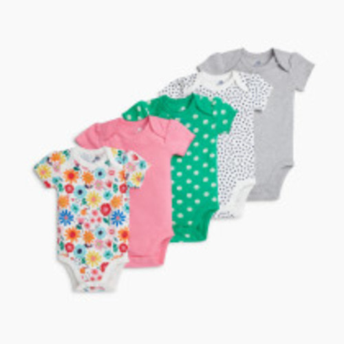 Small Story Short Sleeve Bodysuit Printed (5 Pack) - All Over Hearts, 9-12 M