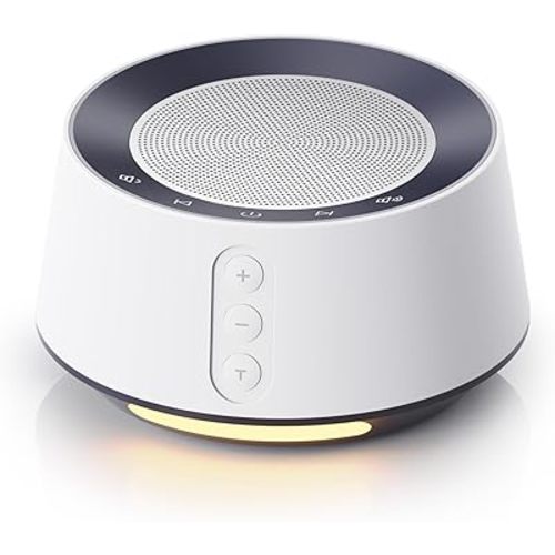 White Noise Sound Machine with 20 Soothing Sounds, 10 Colors Night Light Sleep Machines Home Office Travel, 5 Timers and Memory Feature Sound Machine for Nursery Baby Kids Adults (White)