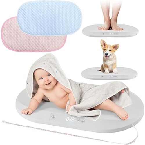 Smart Weigh Accurate Digital Baby and Pet Scale with Changing Pad Infant Weight Scale Cats Dogs Scales Weighing Newborns Touch Button High Precision Sensor Non-Slip Feet 40kg Capacity