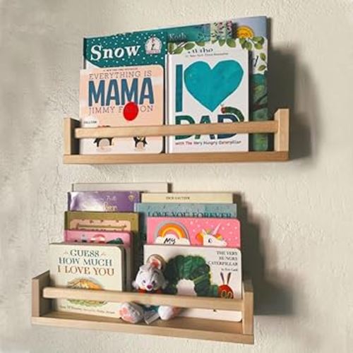 Gneric Floating Shelves for Wall, Burlywood Nursery Book Shelves, 15.7 inch Kids Bookshelf, Wall Shelves for Living Room Bedroom Decor,Kitchen Spice Rack,Bathroom Storage Rack(2 Pack)