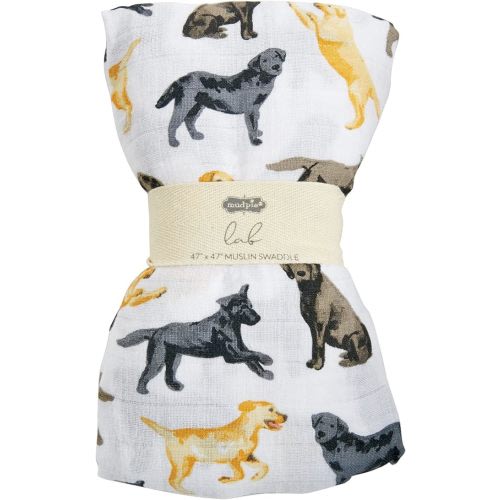 Mud Pie Labrador Retriever Print Muslin Baby Swaddle Blanket, 1 Piece