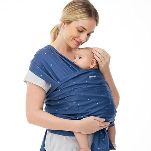 Momcozy Baby Wrap Carrier, Ergonomic Infant Slings for Newborn to Toddler 8-35 lbs, Adjustable Baby Wrap for Adult Fits Sizes XXS-XXL, Easy to Wear Baby Carriers, Starry Sky