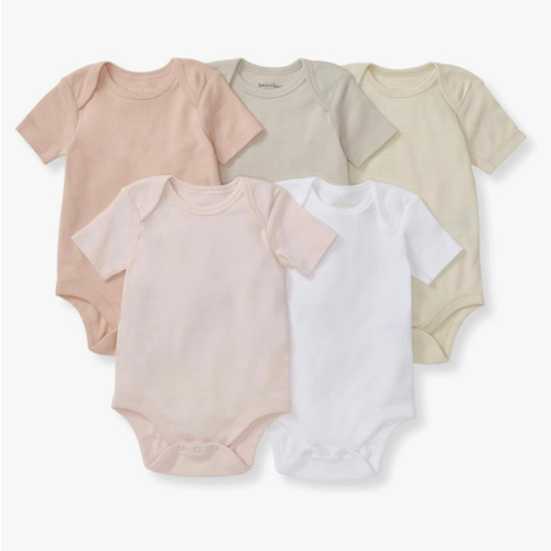 Burt's Bees Baby Bodysuits, Short Sleeve and Long Sleeve One-Pieces, 100% Organic Cotton, Pack of 5