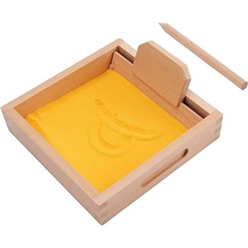 Suwimut Montessori Sand Tray, Montessori Letter Formation Sand Writing Tray with Wooden Pen for Kids Writing Letters and Numbers, Gifts for Preschool Kids Sand Box Toys