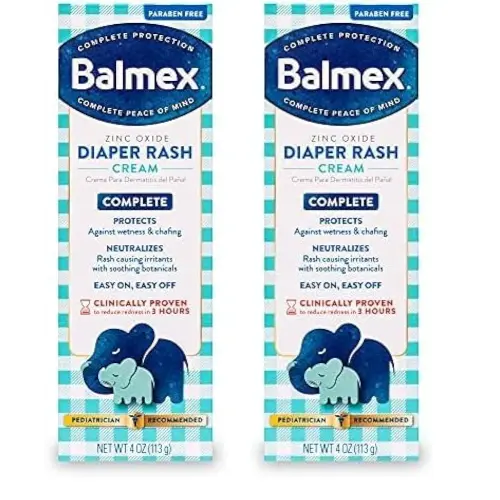 Balmex Complete Protection Baby Diaper Rash Cream with Zinc Oxide + Soothing Botanicals, 4 Ounce (Pack of 2)
