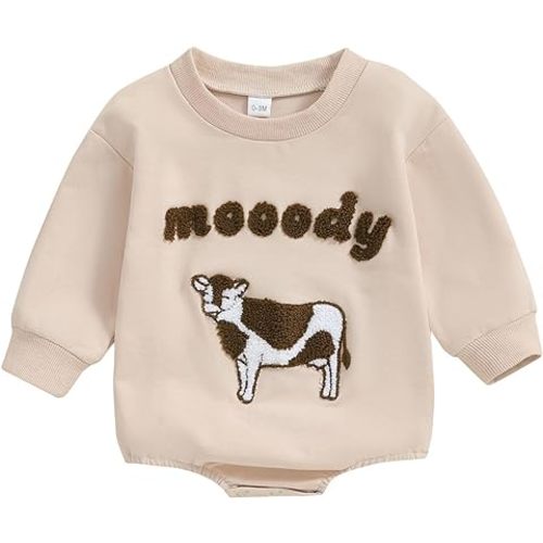 FIOMVA Baby Boy Sweatshirt Romper Fall Winter Clothes Outfits Sweater Onesie Long Sleeve Bubble Romper Bodysuit