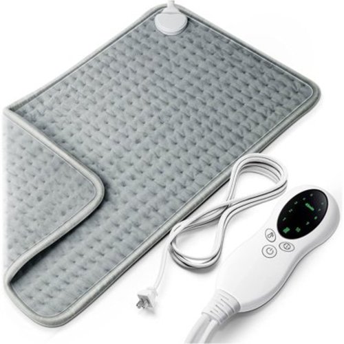 Electric Heating Pad, Auto Shut Off, 10 Heat Settings, 17" x 33" Heating Pad, Gray