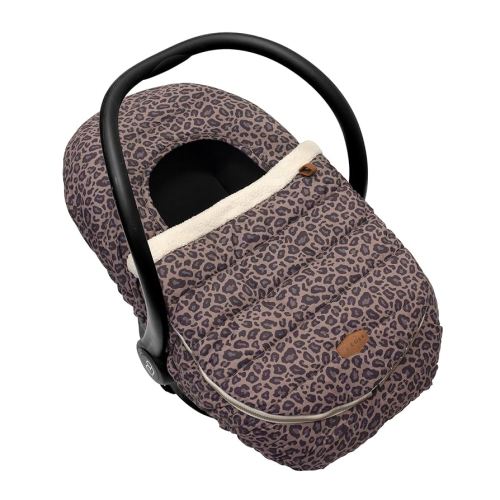 JJ Cole Winter Baby Car Seat Cover - Winter Car Seat Cover for Baby Seat or Stroller - Infant Car Seat Covers with Warm Sherpa Lining - Leopard
