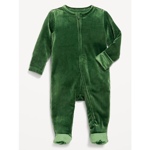 Velour 2-Way-Zip Sleep & Play Footed One-Piece for Baby