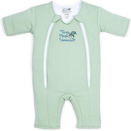 Magic Sleepsuit Baby Merlin's 100% Cotton Baby Transition Swaddle - Baby Sleep Suit - Sage Green - 6-9 Months