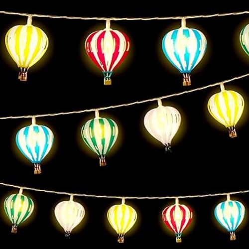 VIHOSE Multicolor Hot Air Balloon String Lights Decorations 20 LED 10 ft Hanging Hot Air Balloon Classroom Decor Battery Operated String Light Banner for Wedding Birthday Room Wall Party Nursery Decor