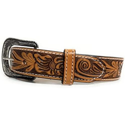 Kids Baby Toddler Western Leather Belt Boys Girls Tulip Decorated Heavy Duty Cowboy Rodeo Belt.