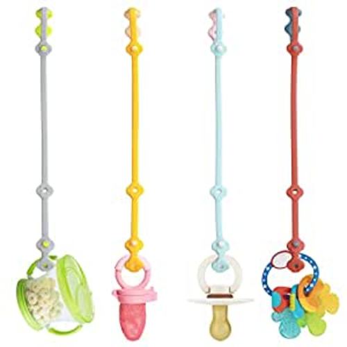 Amazon.com: SMAUTOLIFE Toy Safety Straps 4PK Stretchable Silicone Pacifier Clips Baby Toddler Teether Bottle Harness Straps for Strollers,High Chair,Shopping Cart,Cribs,Exersaucer