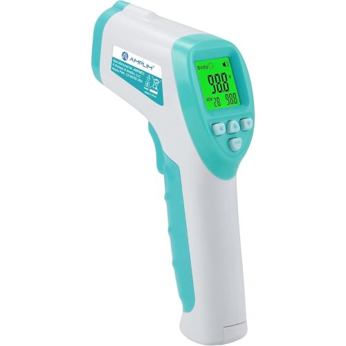Amplim Forehead Thermometer for Adults, Kids, and Infants: No-Touch Digital Baby Thermometer, Temporal Touchless Medical Grade Newborn Thermometer, Registry Must Have for Body Fever Temperatures, Blue