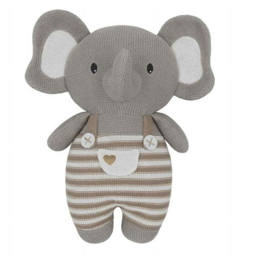 Living Textiles Knit Baby Plush Striped 15" Ezra Elephant w/Rattle
