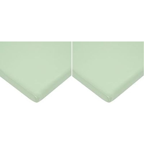 American Baby Company 15" x 33" Fitted Bassinet Sheet, 100% Natural Cotton Jersey Knit, Green, Soft Breathable, for Boys and Girls (Pack of 2)