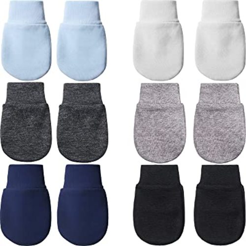 6 Pairs Newborn Baby Mittens No Scratch Gloves Infant Toddler Anti Scratch Essentials Unisex Cotton for 3-9 Months Girls Boys