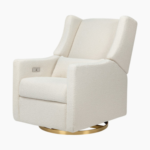 Kiwi Electronic Recliner and Swivel Glider - Ivory Boucle With Gold Base