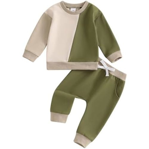 WZTYYDS Toddler Baby Girl Clothes 3 6 9 12 18 24 Months Fall Outfits Contrast Color Long Sleeve Sweatshirt Tops + Pants Set