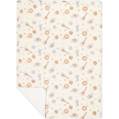 EVERYDAY KIDS Large Ultra Jungle Safari Animals Minky Baby Blanket for Boys Mink and Sherpa Toddler and Baby Boy Blanket Measures 30 x 40”; Safari Animal Baby Nursery Decor