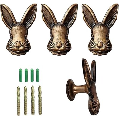 Coat Hooks, Animal Hook, Decorative Wall Hooks Rack Hangers for Hanging Hats Jacket Bags Closets Towels Keys Kitchen Wall Hangers, 4 Pieces