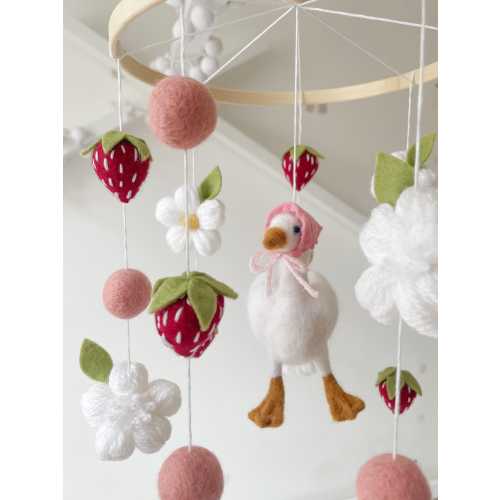strawberry goose baby mobile | white goose farmhouse nursery | baby shower gifts
