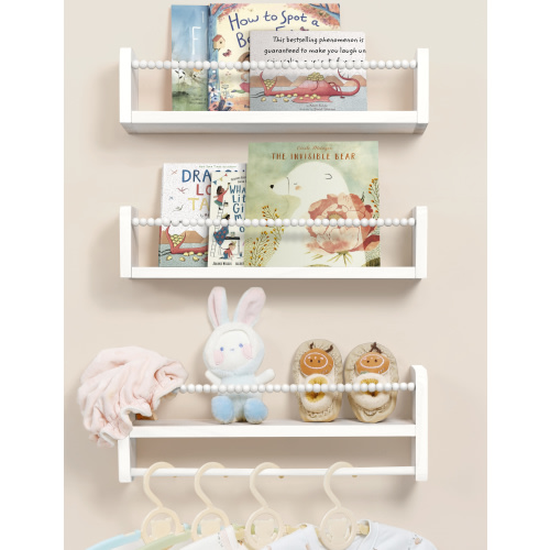 SUMGAR White Floating Shelves Set of 3 16in, Wood Book Shelf for Kids Rooms Bedroom Wall Mount Nursery Floating Bookshelves Toy Storage Organizer for Nursery Decor or Wall Shelves for Kitchen