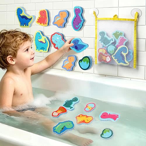 Baby Bath Toys for Kids Ages 1-3,16PCS Dinosaur Foam Bath Toys