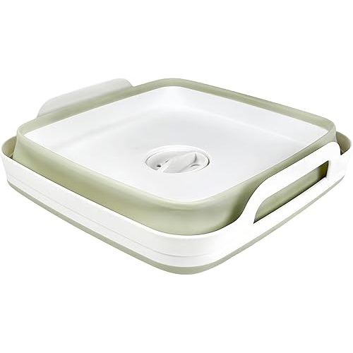 Collapsible Wash Basin for Baby Bottles - 2.4 Gallons Portable Wash Bin for RV Camping Sink, Space-Saving Dish Tub (Green)