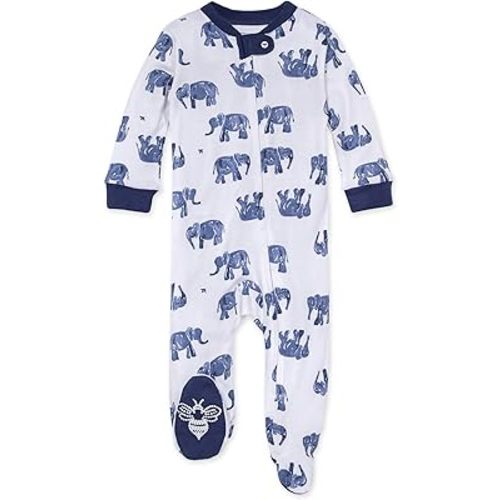 Burt's Bees Baby Boys' Sleep & Play PJs, 100% Organic Cotton One-Piece Zip Front Jumpsuit, Baby Boys Footie Pajamas & PJs