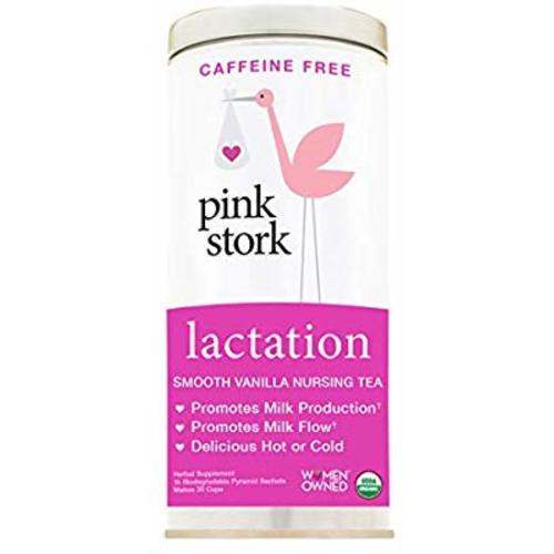 Pink Stork Lactation: Smooth Vanilla Nursing Support Tea -Organic Loose Leaf Tea in Biodegradable Sachets -Natural Breastfeeding Support -Enhance Breast Milk Nutrition, Supply, 30 Cups - 30 Count