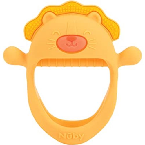 Nuby Silicone Wrist Teething Mitten - BPA-Free Teether Ring - 3+ Months - Lion