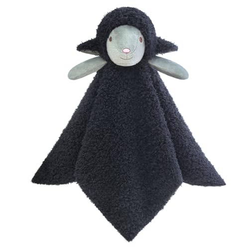 Doindute Baby Black Lamb Soft Stuffed Animal Security Blanket, Plush Sheep Character Lovey Blanket, Baby Shower/Nursery Gift, Newborn Infant Toddler Snuggle Blankie for Boys Girls, 14 Inches