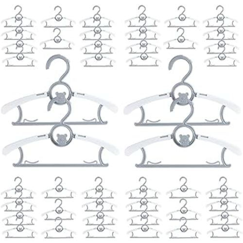 40 Pack Baby Hangers for Closet Plastic Kids Hangers Clothes Space Saving Hangers Non Slip Extendable Baby Hangers for Nursery Toddler Heavy Duty Clothing Hangers Bulk, Grey