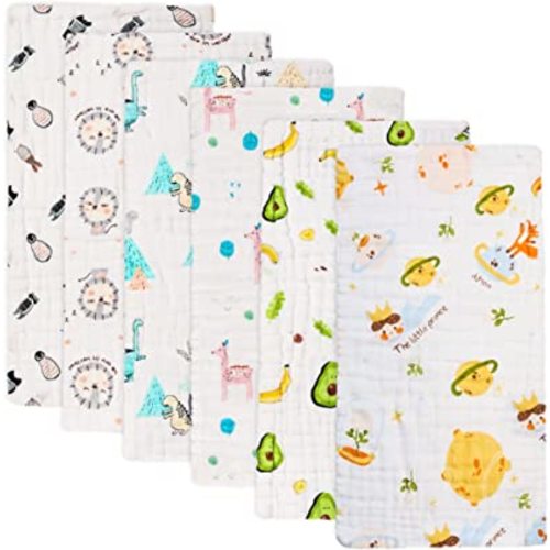 FOOK FISH Muslin Burp Cloths Premium Cotton Burping Rags for Newborn Ultra Soft and Absorbent Unisex Spit Up Rags for Boys and Girls Baby Registry Shower Baby Essentials 20'' X 10''