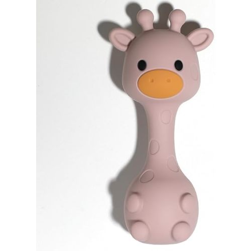 Silicone Little Giraffe Shaker Rattle Toy for Babies | Food Grade Silicone Teether | Easy to Grip | BPA Free (Dusty Lilac)
