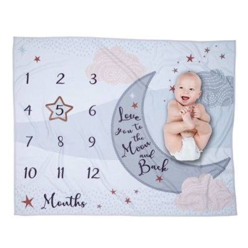 Lambs & Ivy Goodnight Moon Milestone Photo Opportunity Soft Fleece Baby Blanket