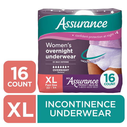 Assurance Women's Overnight Incontinence & Postpartum Underwear, XL , Ultimate Absorbency (16 Count) HSA/FSA Eligible