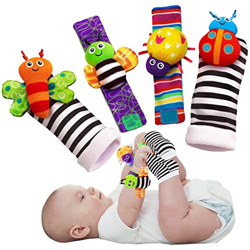Baby Infant Rattle Socks Toys, Wrist Rattles and Foot Finders for Baby Boy or Girl - New Baby Gift Infant Toys