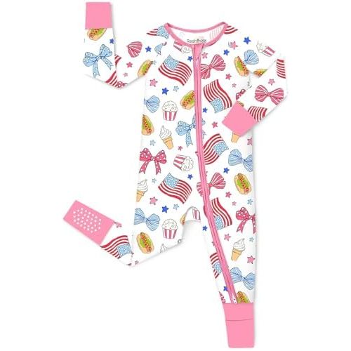 babee Reshinee Viscose Derived from Bamboo Baby Footie Pajamas Convertible Newborn Sleeper for Baby Girl Zipper Onesie 0-24M